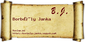 Borbély Janka névjegykártya
